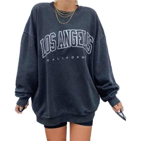 Women’s Oversized Los Angeles Crewneck Sweatshirt - Casual Pullover - Picture 1 of 5